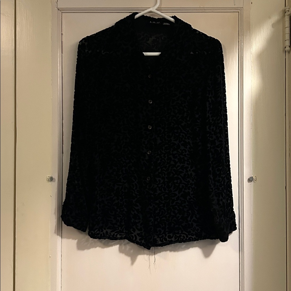 INC International Concepts Black Velvet Top